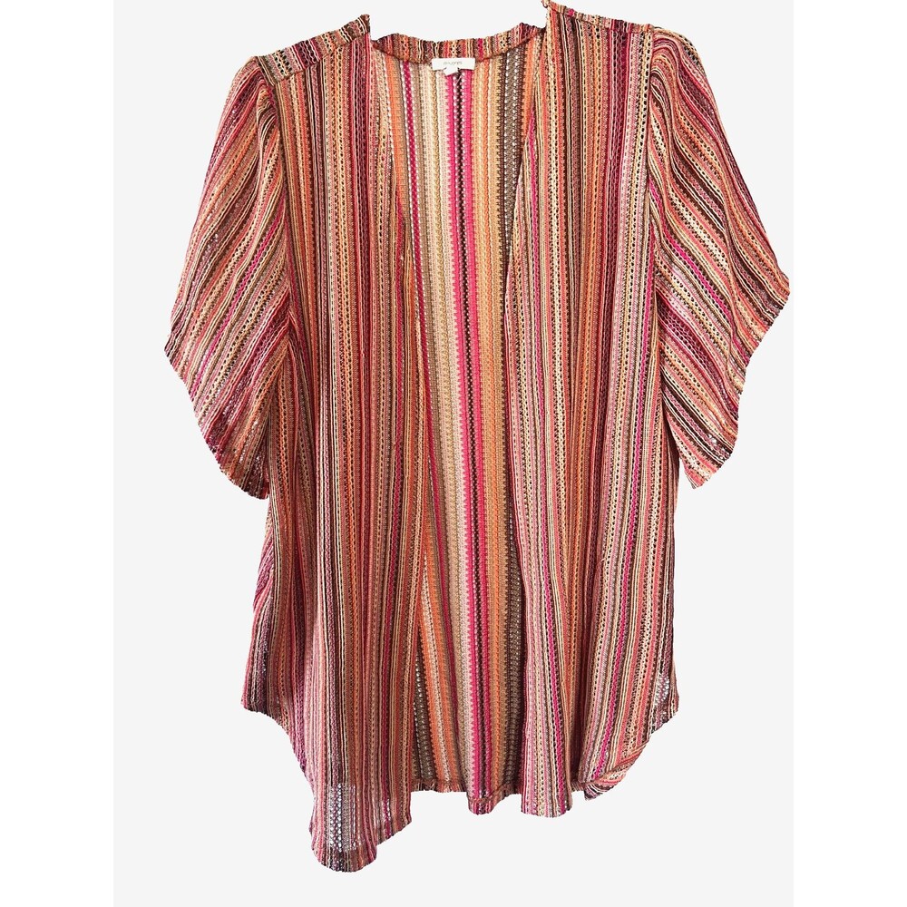 Maurices Women's Kimono Cardigan Multi Striped Boho Sheer Knit Size 0x